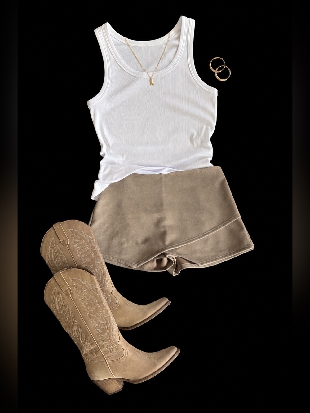 Beige/ tan suede Skort
